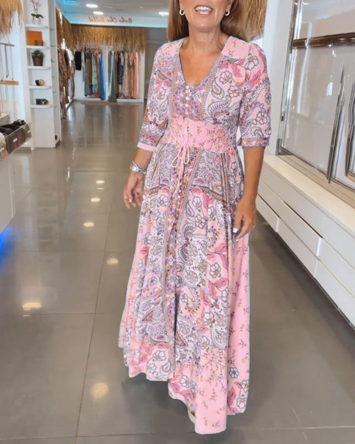 Sally | Maxi Summer Dress with Paisley Print and V-Neck