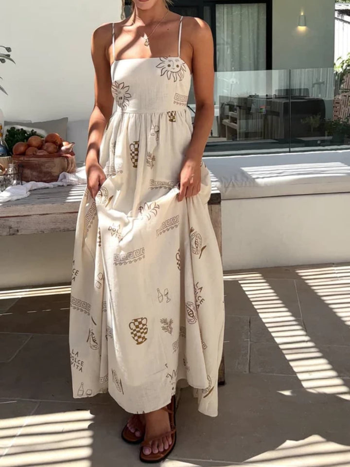 Lily | Maxi Summer Dress with Graphic Print and Square Neck