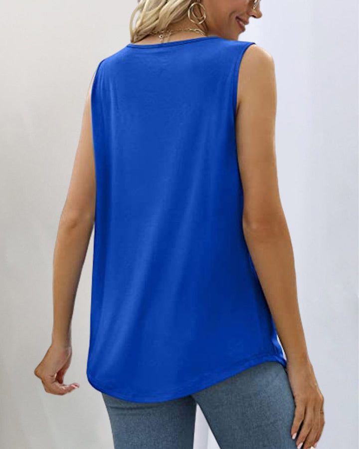 Skye | Pleated Tank Top with Square Neck and Sleeveless Design