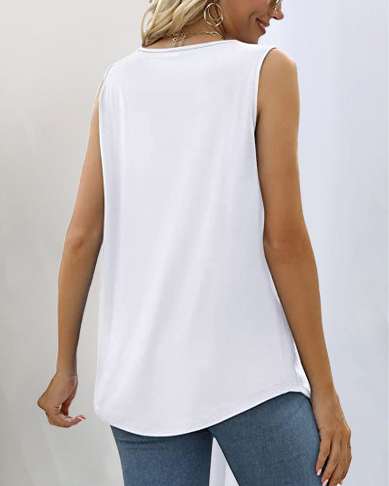 Skye | Pleated Tank Top with Square Neck and Sleeveless Design