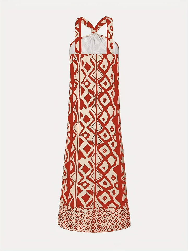 Eliza | Maxi Halter Neck Dress with Boho Print
