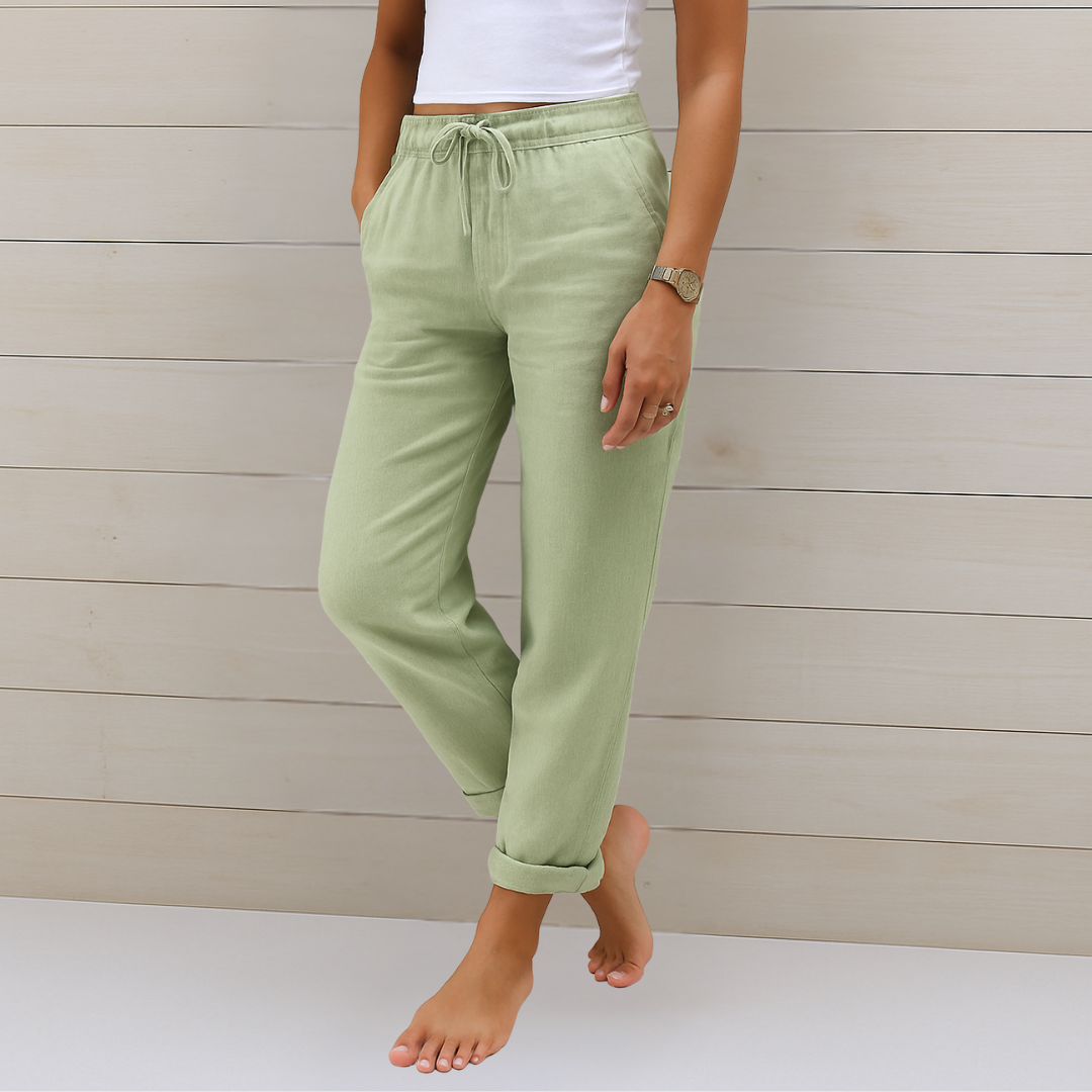 Sal | Tapered Trousers with Drawstring Waist and Cuffed Hem