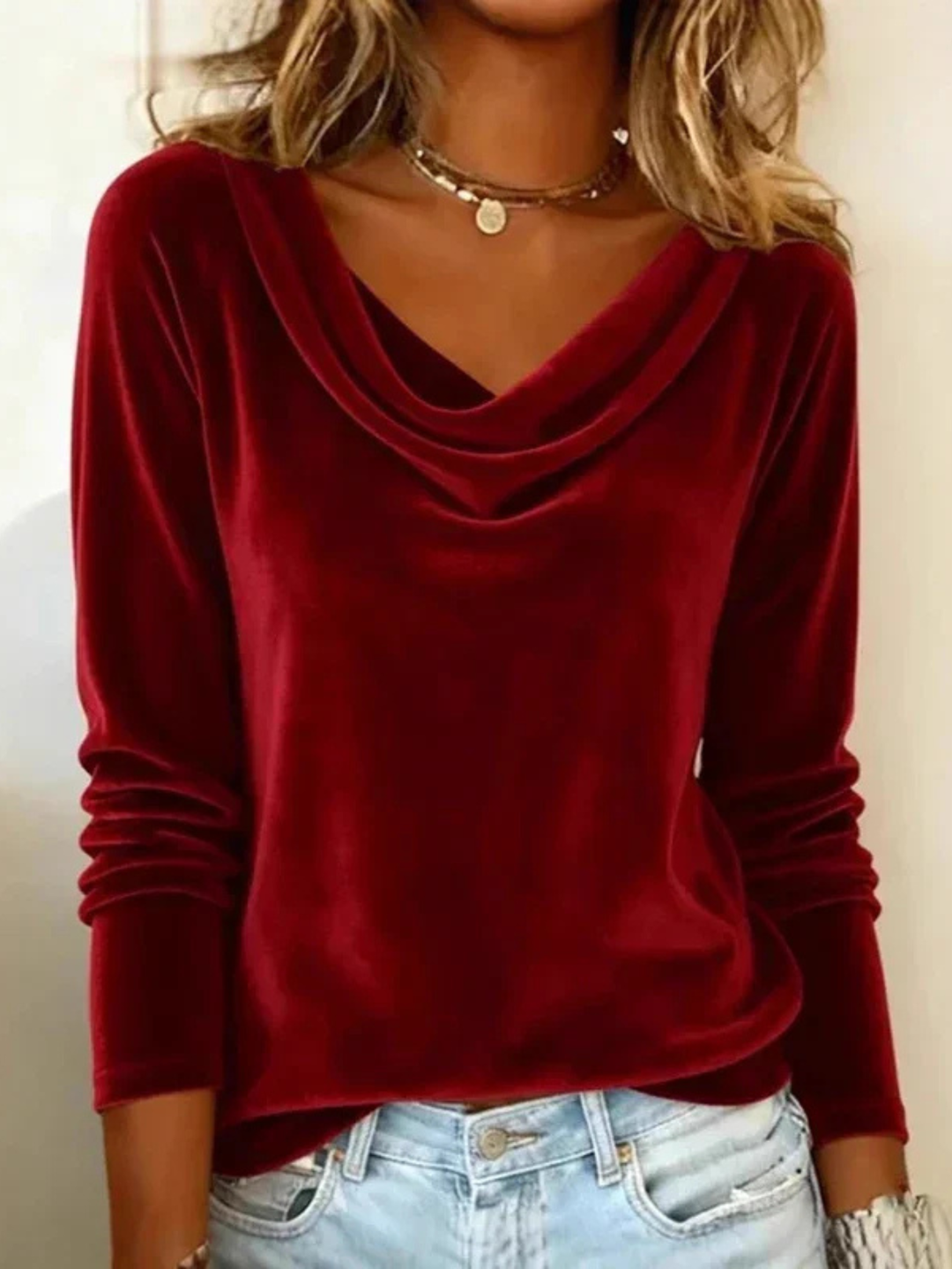 Nora | Cowl Neck Top with Long Sleeves
