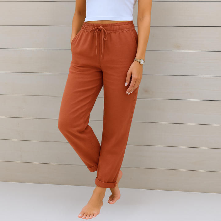 Sal | Tapered Trousers with Drawstring Waist and Cuffed Hem