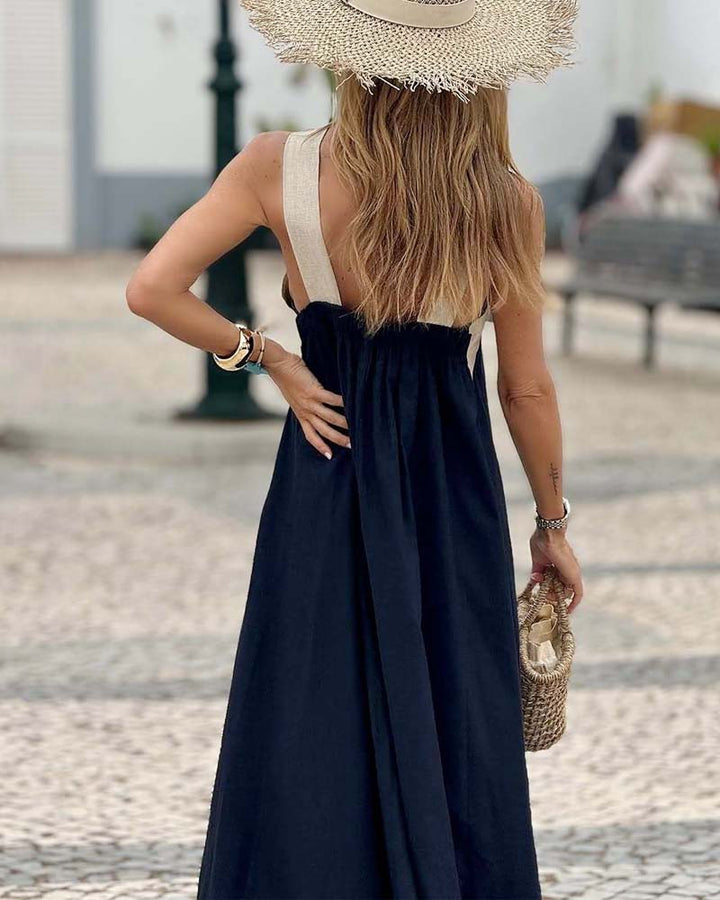 Natalie | Maxi Summer Dress with Halter Neck and Contrast Trim
