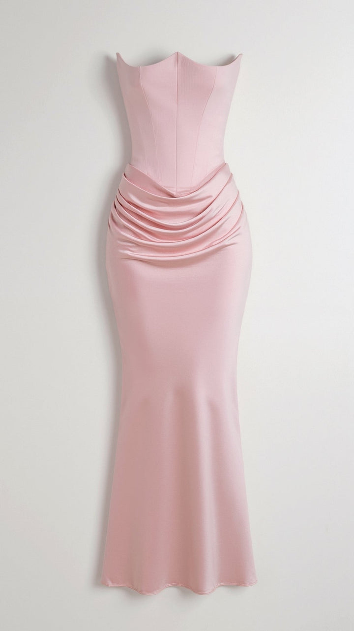 Alice | Maxi Wedding Guest Dress with Strapless Bodice and Mermaid Hem
