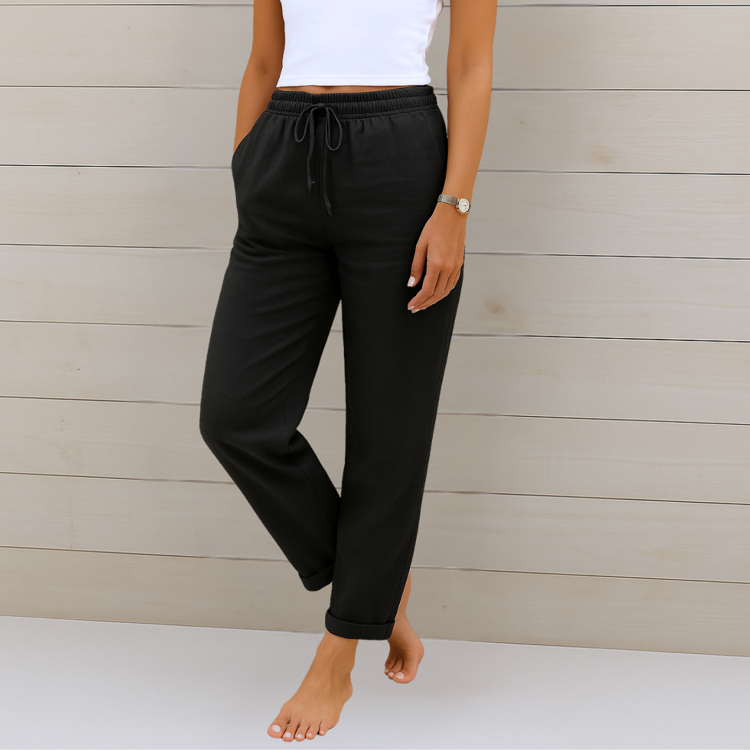 Sal | Tapered Trousers with Drawstring Waist and Cuffed Hem
