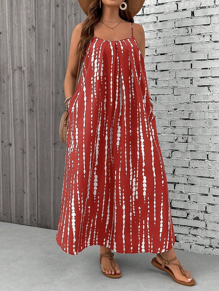 Paisley | Maxi Summer Dress with Tropical Print and Sleeveless Bodice