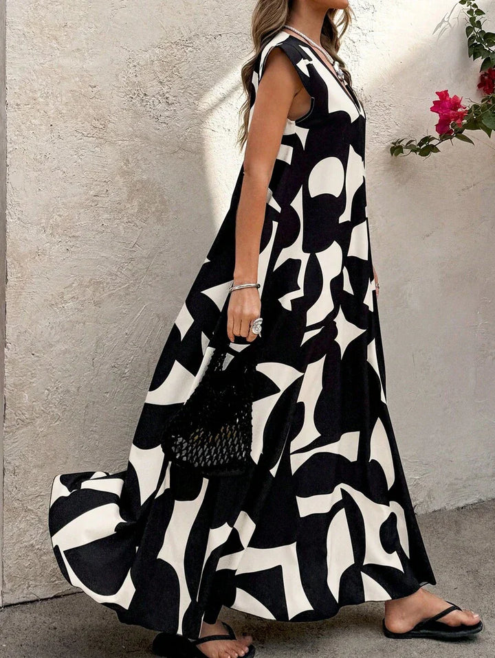 Lesley | Summer Maxi Dress Black V-Neck