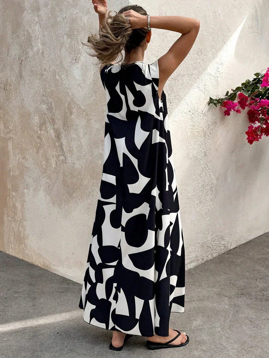 Lesley | Maxi Summer Dress with Abstract Print and V-Neck