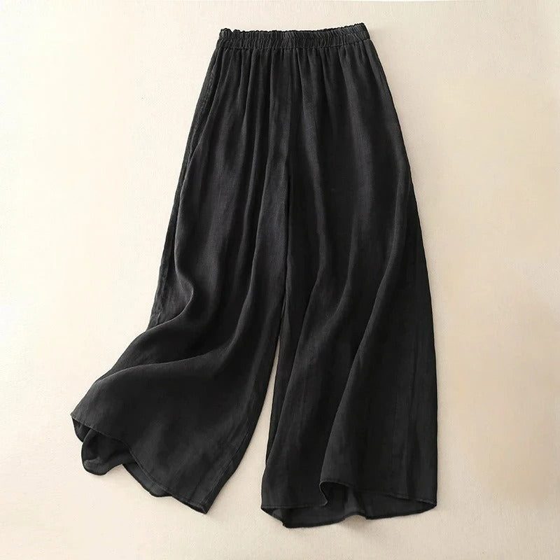 Dia | Wide-Leg Palazzo Trousers with Elasticated Waist and Plain Finish