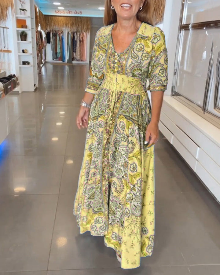 Sally | Maxi Summer Dress with Paisley Print and V-Neck