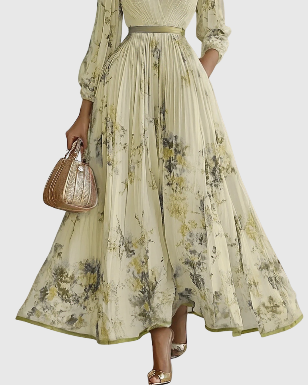 Rowena | Wedding Guest Maxi Dress Pleated V-Neck