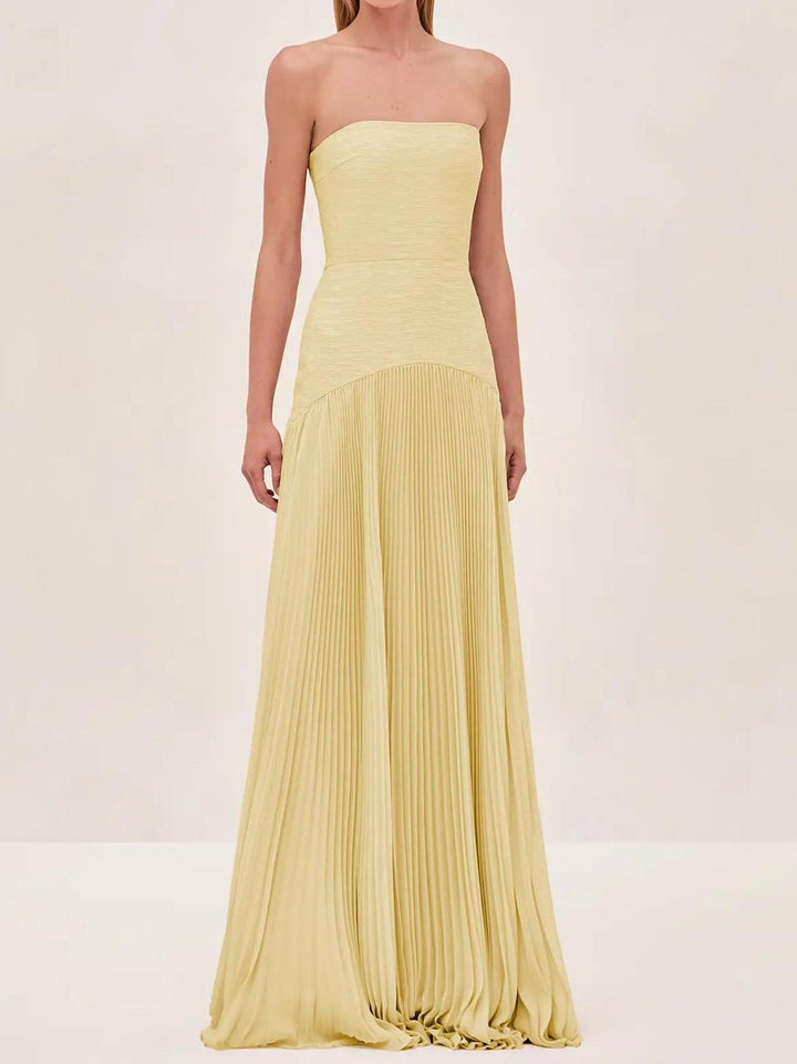 Rosalind | Wedding Guest Maxi Dress Strapless Pleated