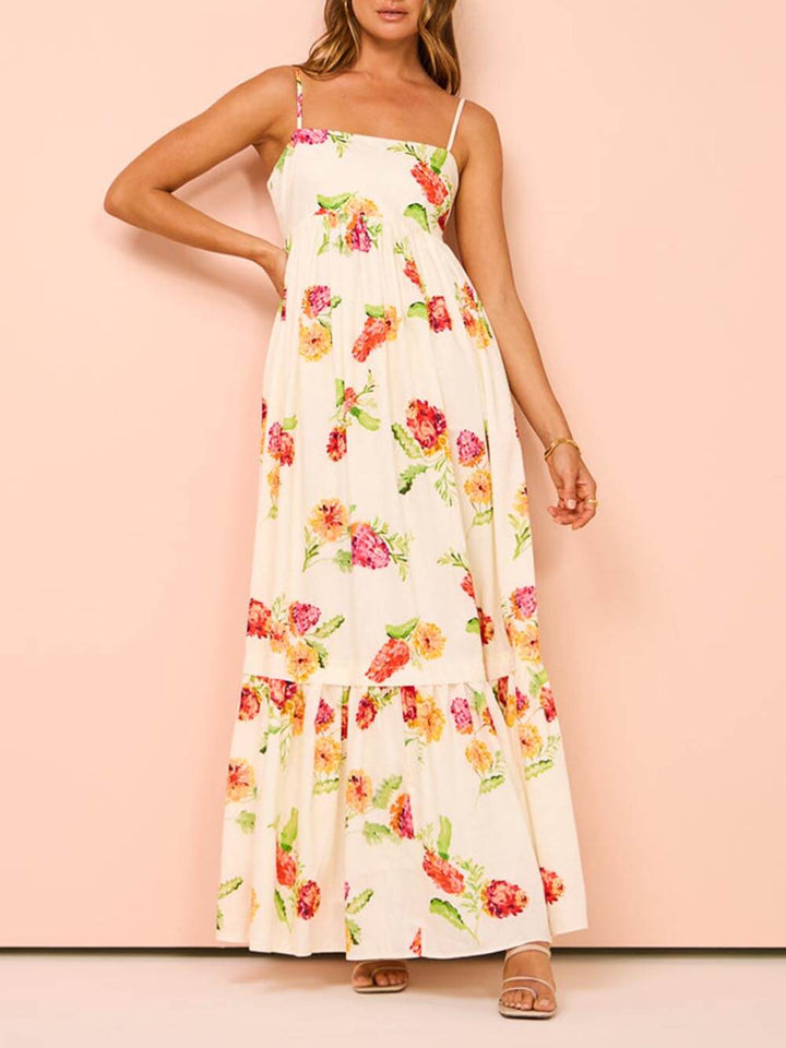 Xena | Maxi Summer Dress with Floral Print and Spaghetti Straps