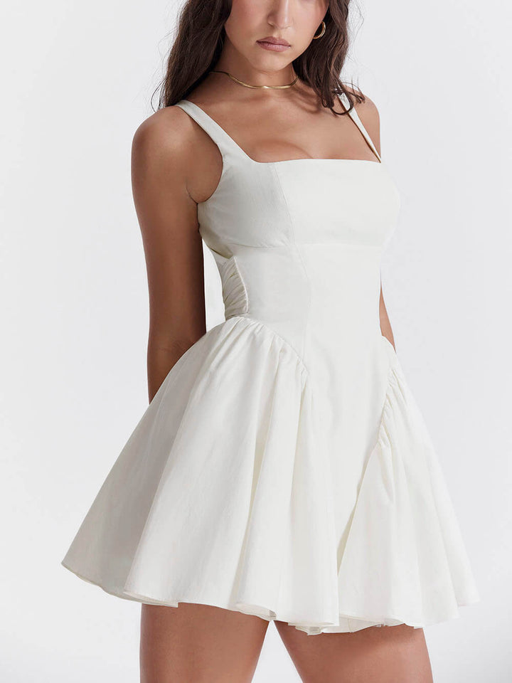 Ivory | Mini Wedding Guest Dress with Bow Back