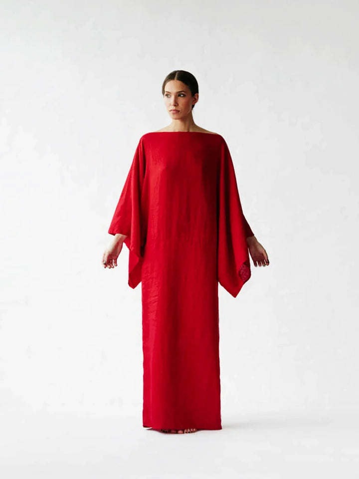 Gianna | Midi Cocktail Dress with Kimono Sleeves and Belted Waist