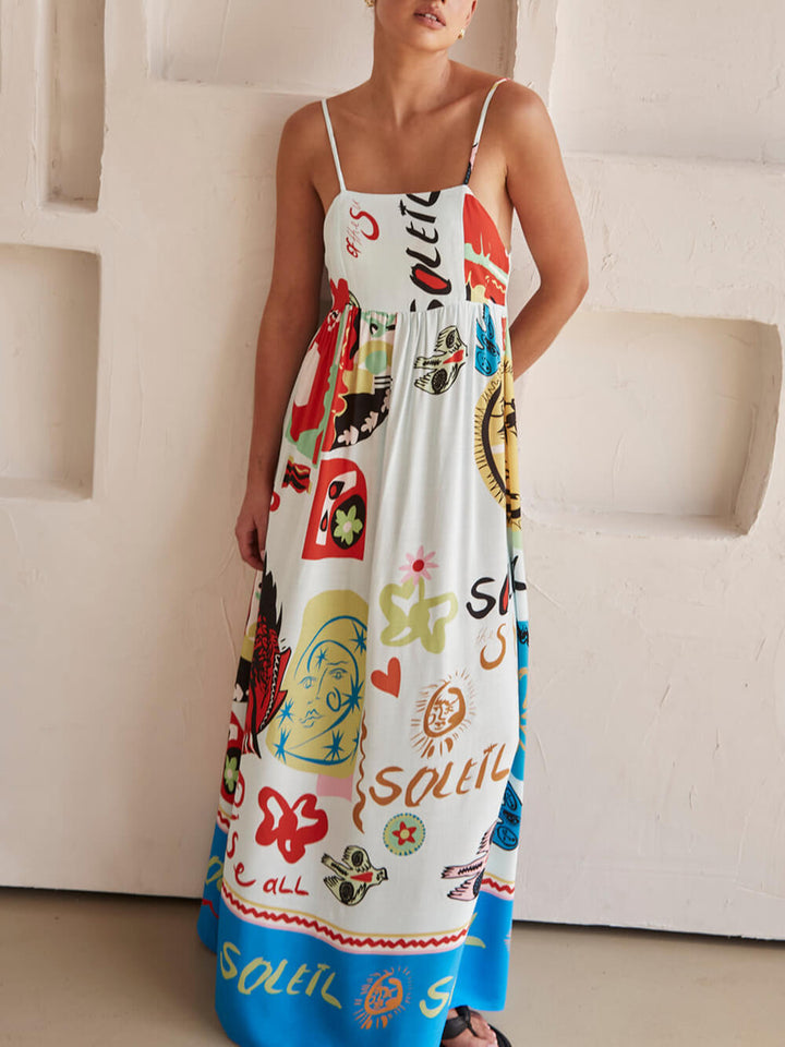 Caitlin | Maxi Holiday Dress with Boho Print