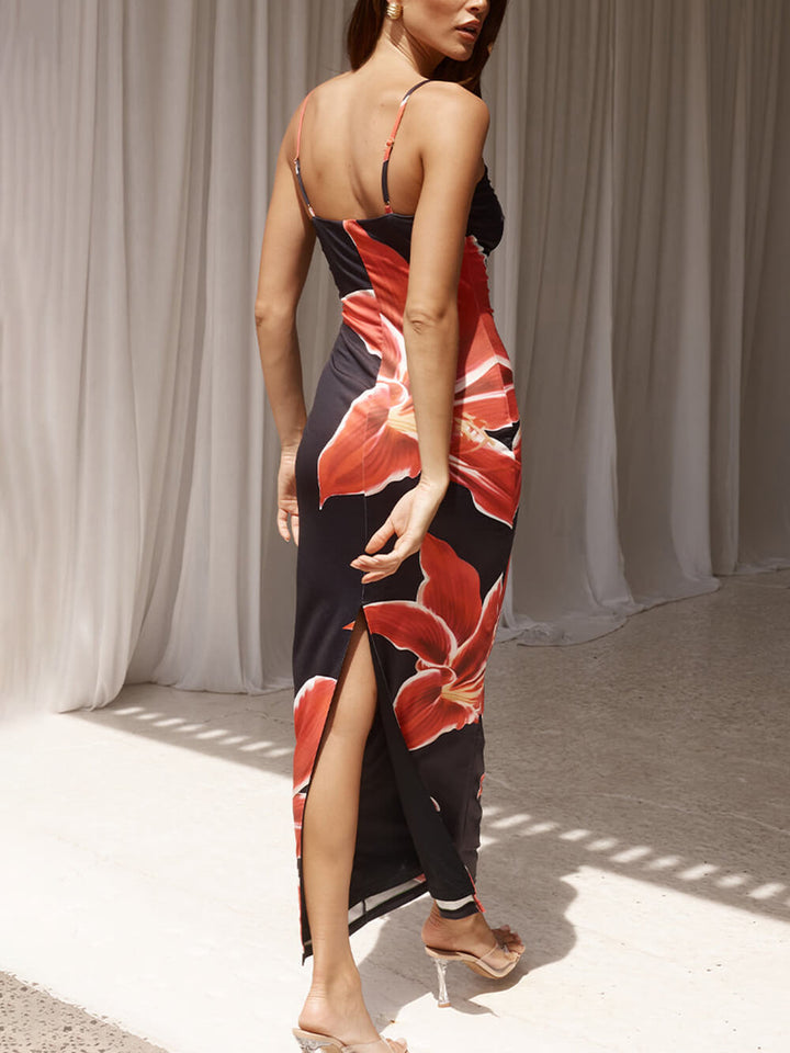 Deia | Wedding Guest Floral Maxi Dress Black