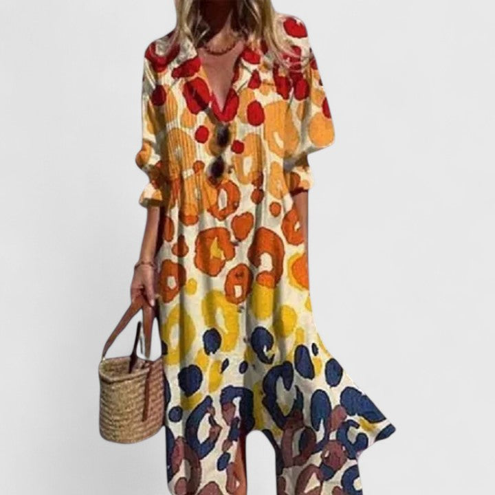 Paula | Maxi Shirt Dress with Boho Print