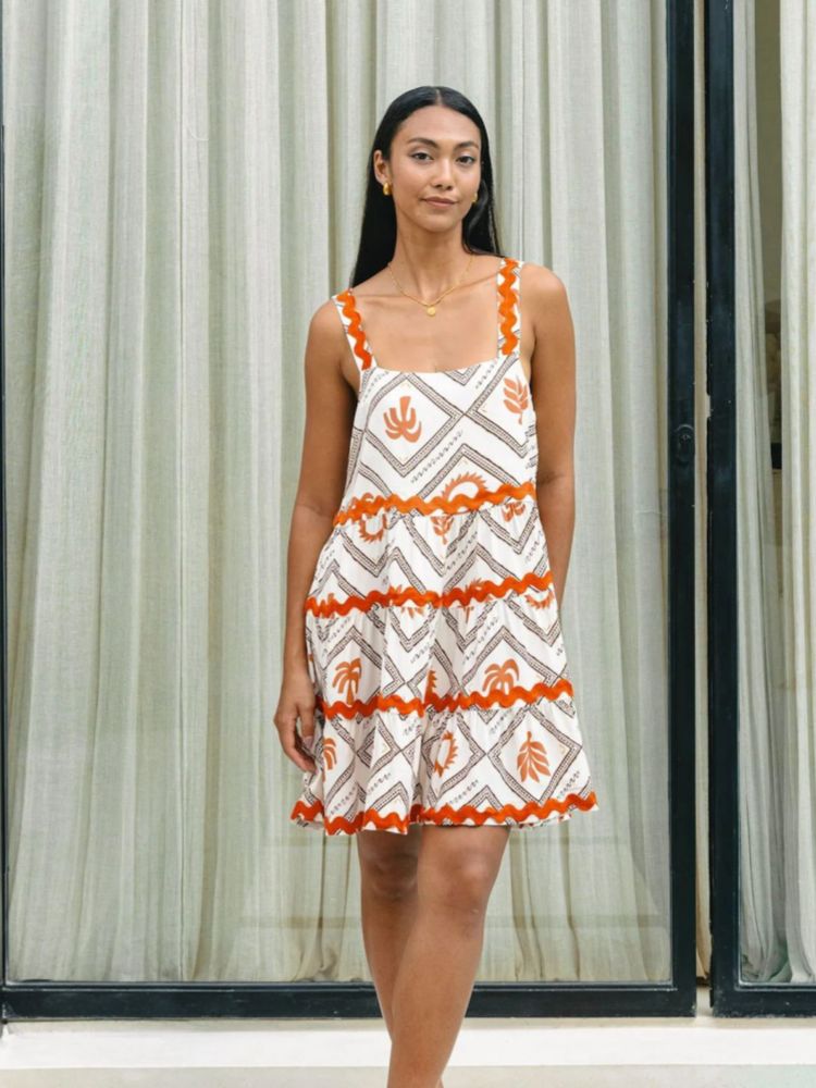 India | Summer Mini Dress Tiered Square Neck