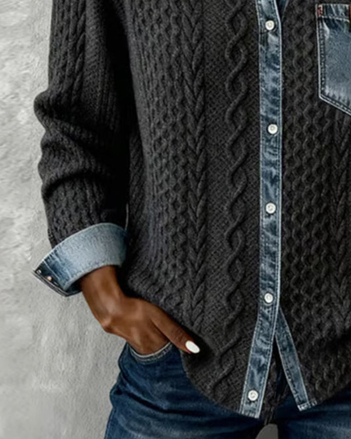 Wren | Cable Shirt with Collar and Button Front