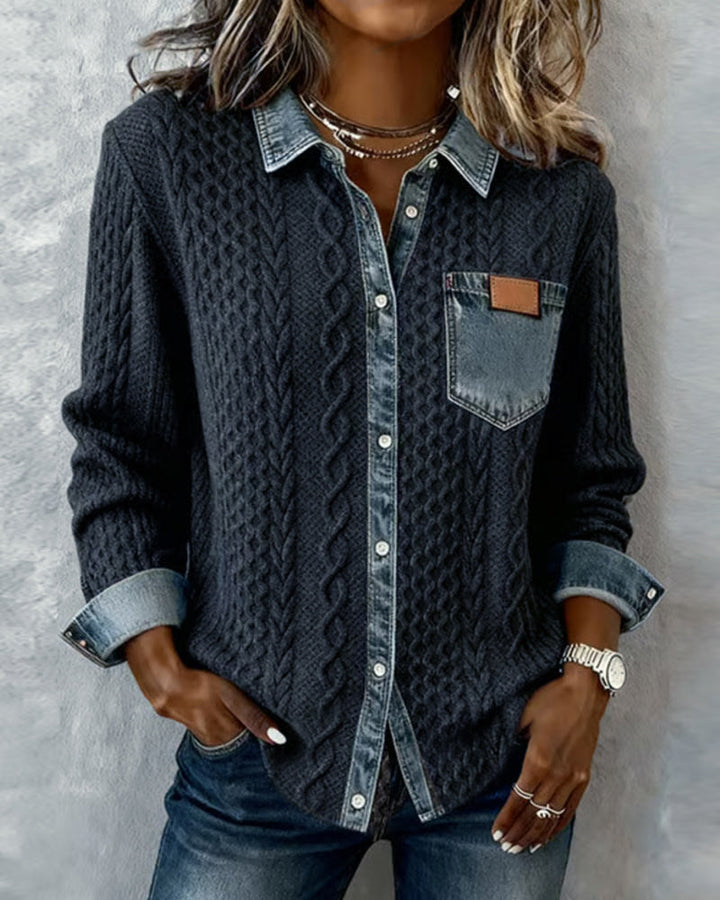 Wren | Cable Shirt with Collar and Button Front