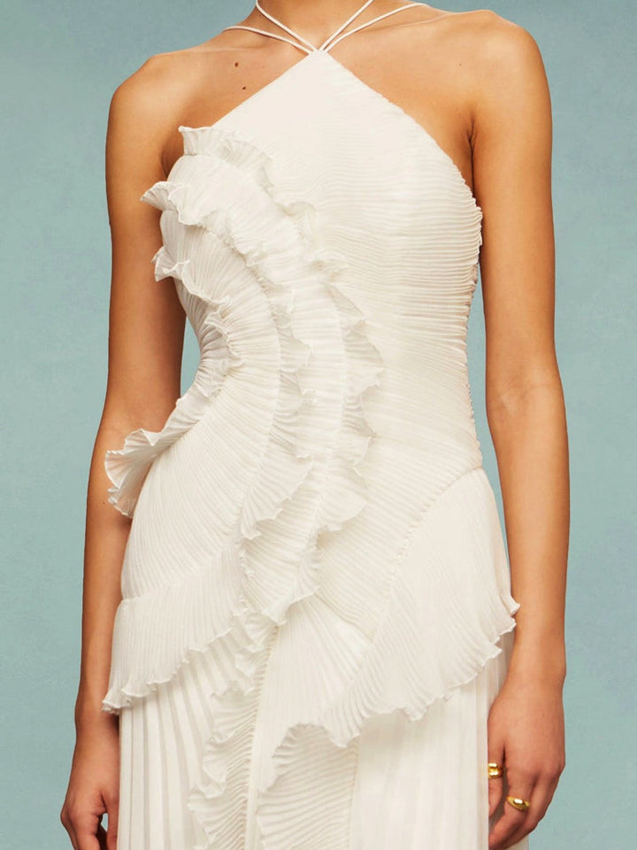 Avery | Wedding Guest Maxi Dress Pleated Asymmetric