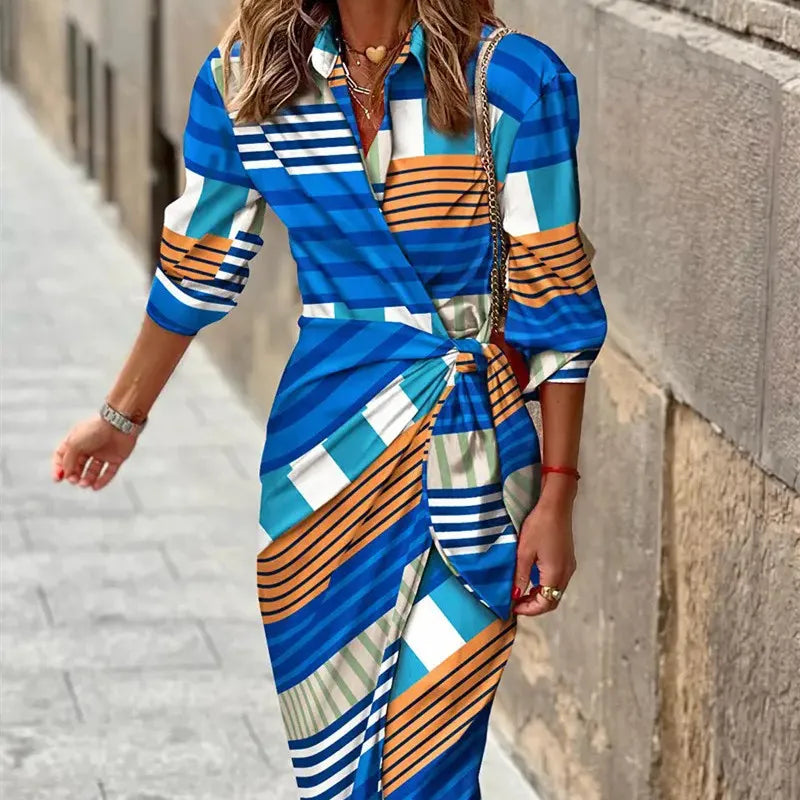Amy | Maxi Wrap Dress with Striped Print