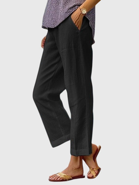 Nell | Straight-Leg Trousers with Cropped Hem and Plain Finish