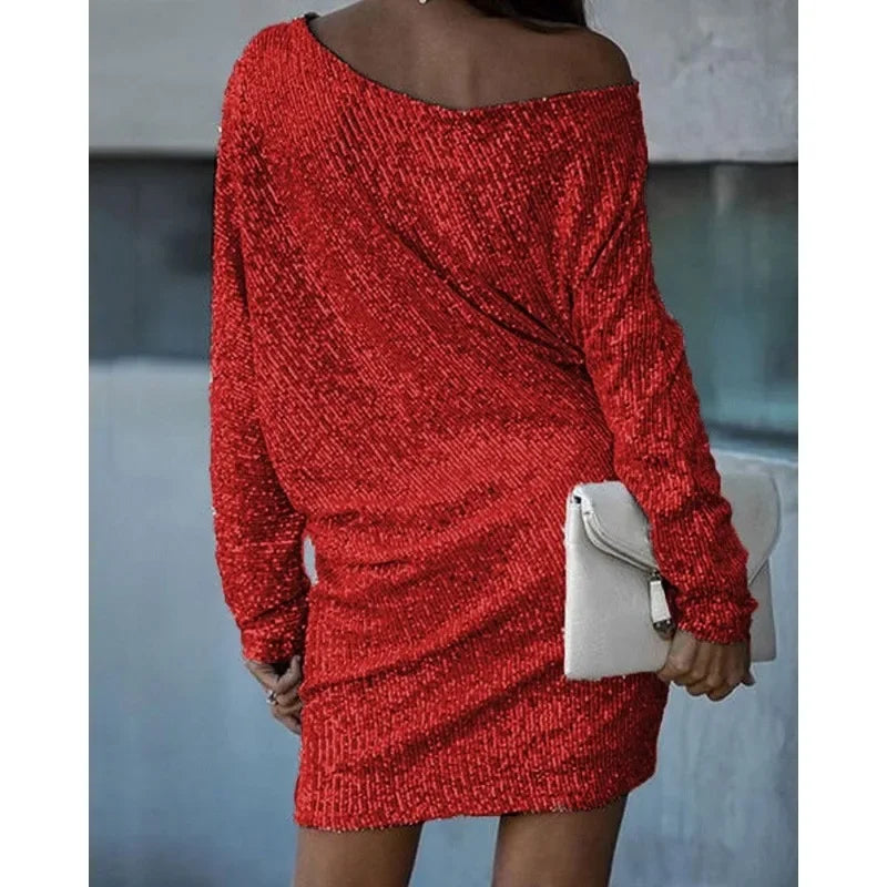 Aria | Mini Cocktail Dress with Sequins and One Shoulder