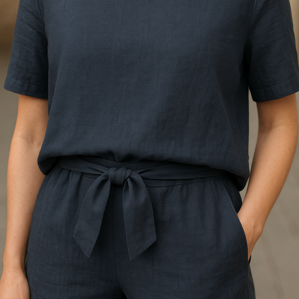 Nora | Co-ord Set with Tapered Trousers and Tie Waist Top