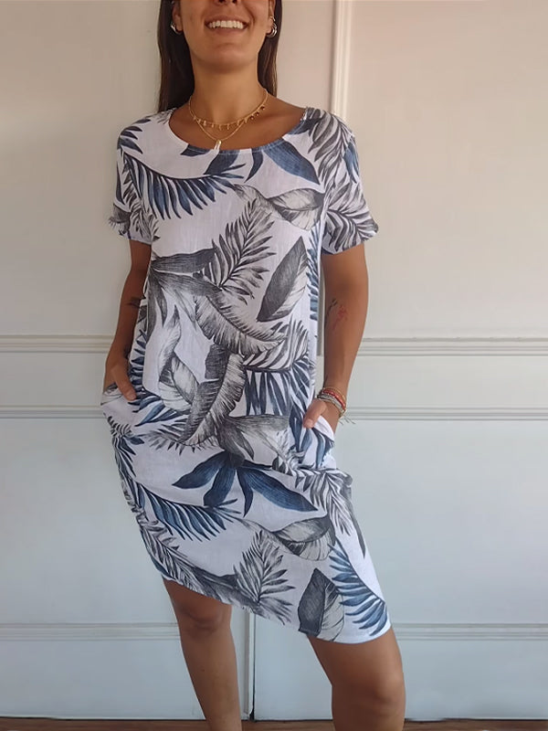 Gabriella | Midi Summer Dress with Tropical Print and Side Pockets