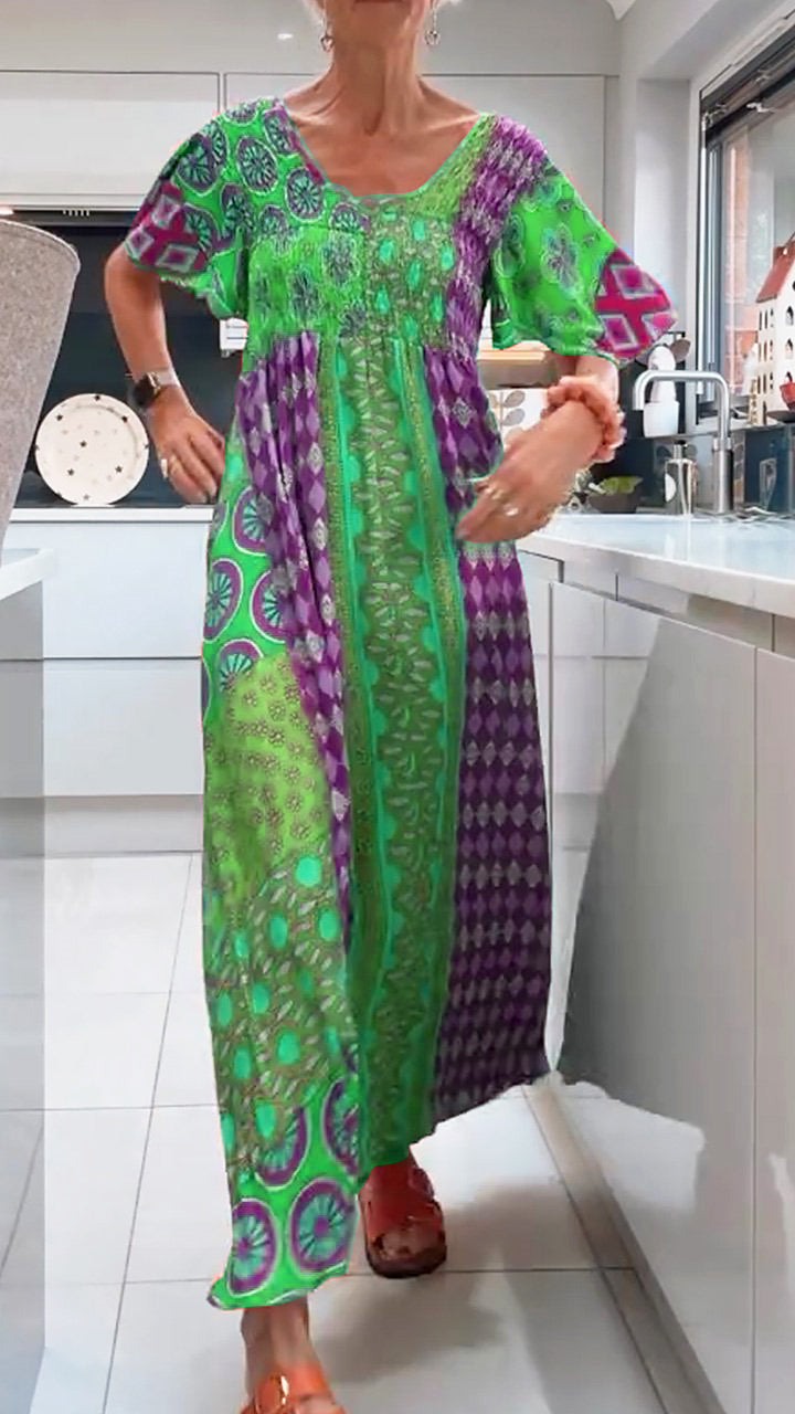 Isabella | Maxi Summer Dress with Boho Print and Smocked Waist