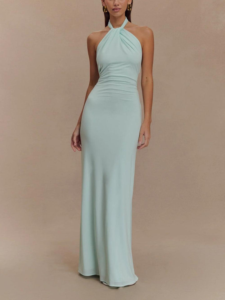Hyacinth | Wedding Guest Maxi Dress Halter Open Back