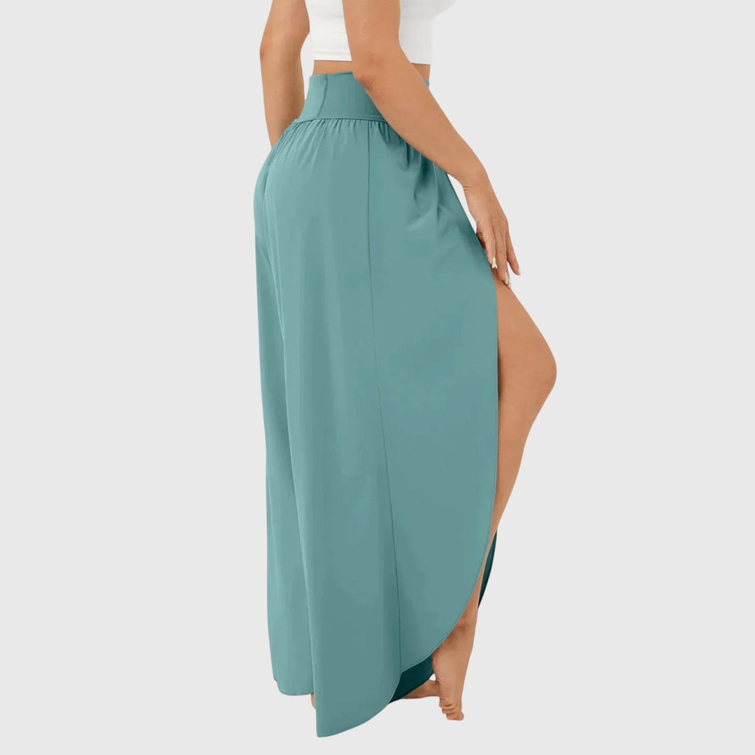 Sasha | Wide Leg Palazzo Trousers with Side Split and Elastic Waist