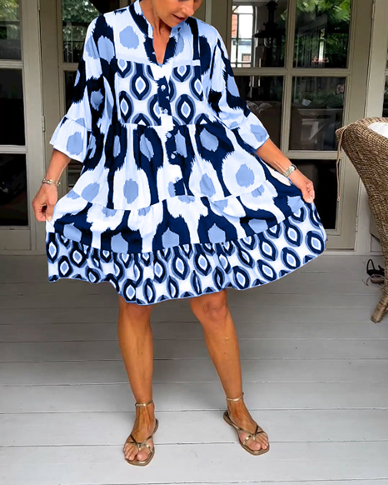 Camilla | Mini Summer Dress with Boho Print and V-Neck
