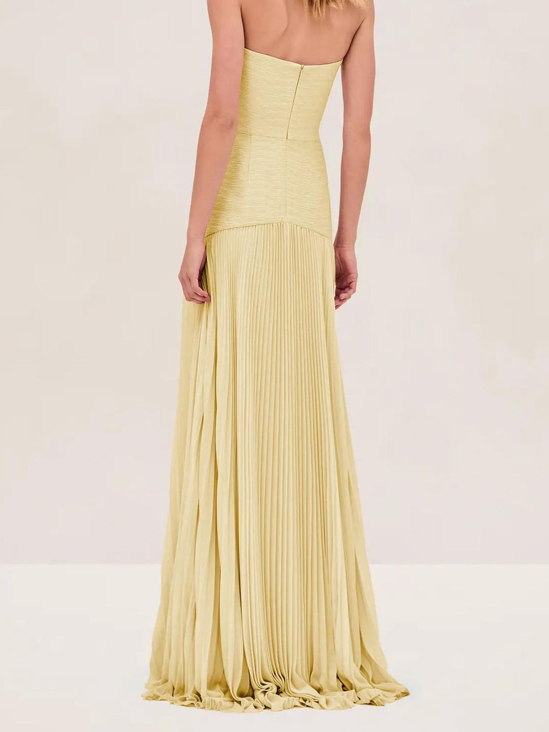 Ruby | Maxi Wedding Guest Dress with Strapless Pleated Skirt