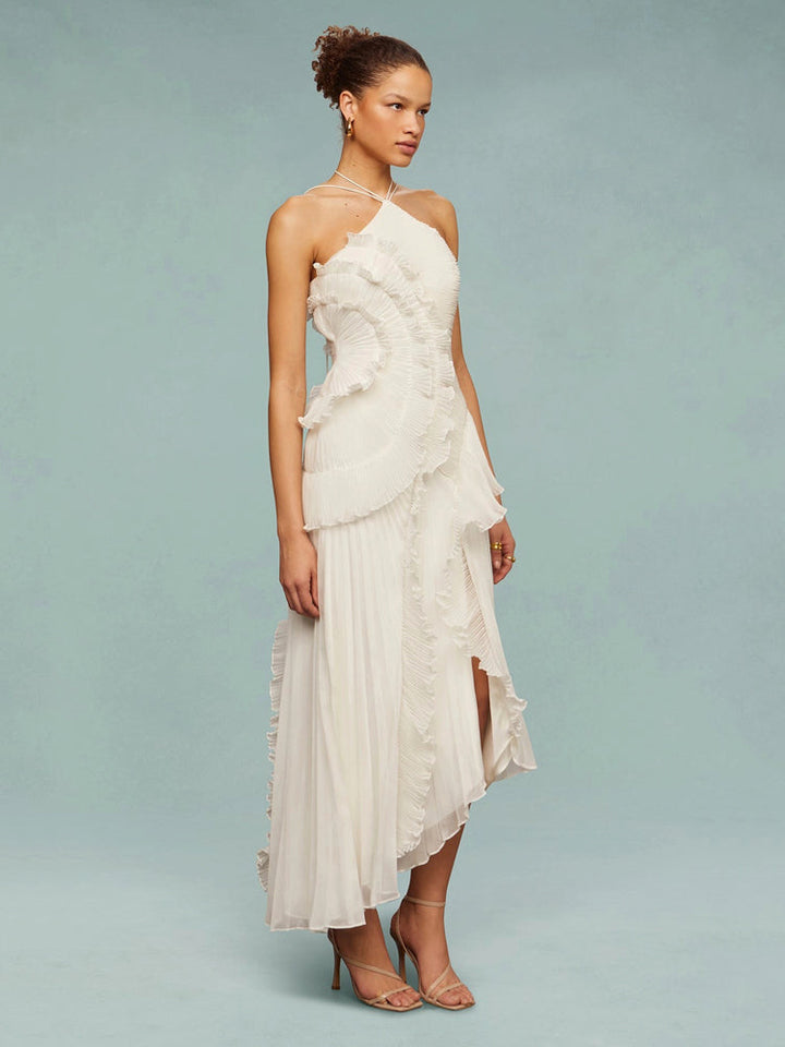 Avery | Wedding Guest Maxi Dress Pleated Asymmetric