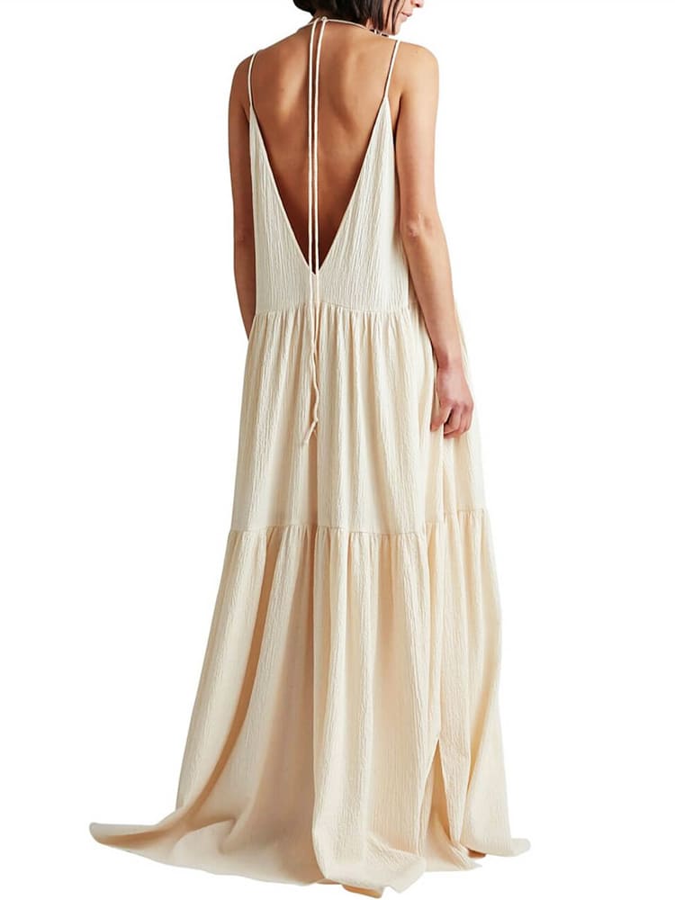Zoe | Maxi Summer Dress with V-Neck and Tiered Skirt