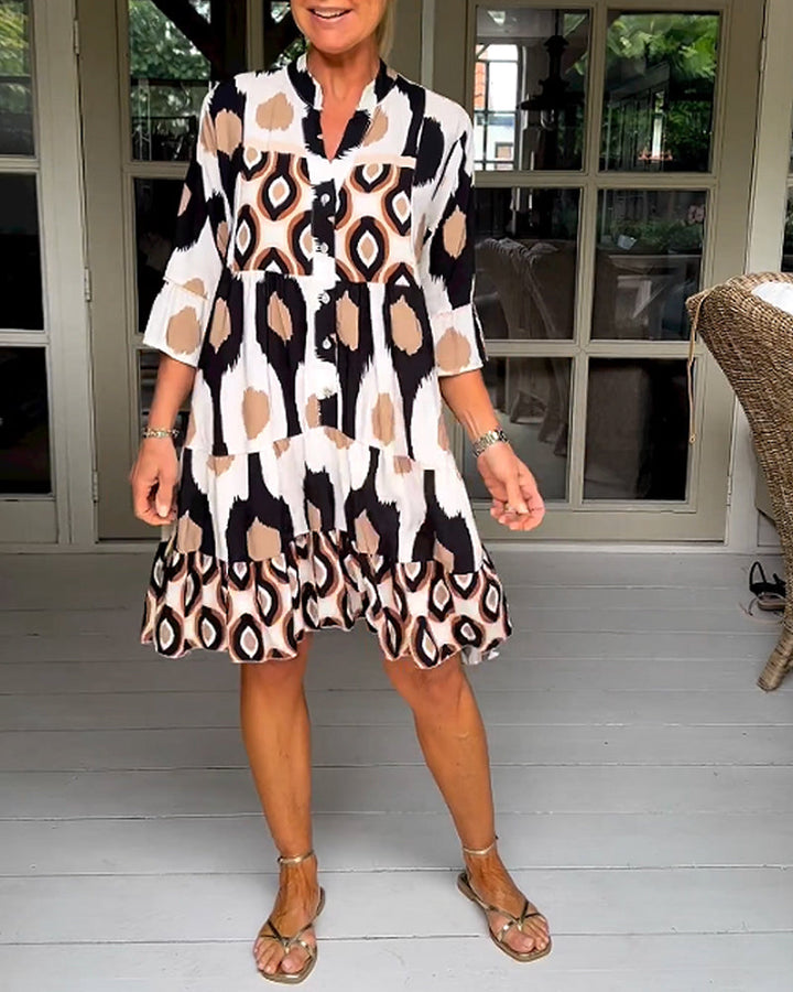 Camilla | Mini Summer Dress with Boho Print and V-Neck