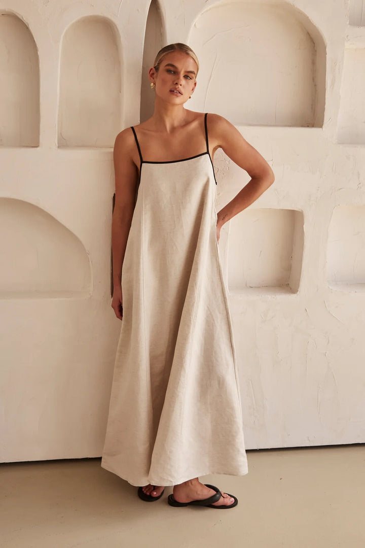 Ivy | Maxi Summer Dress with Contrast Straps and Square Neck