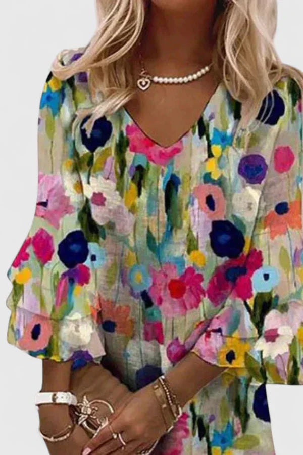 Elvira | Wedding Guest Mini Dress V-Neck Bell Sleeve