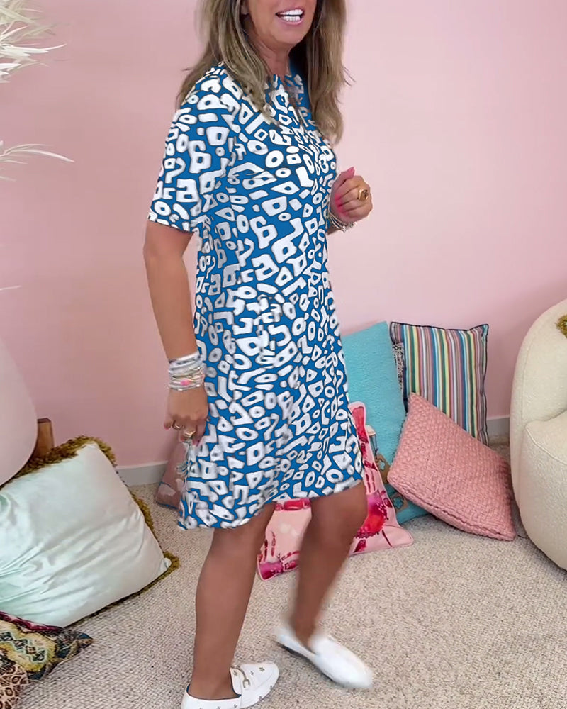 Isabel | Mini Summer Dress with Geometric Print and Side Pockets