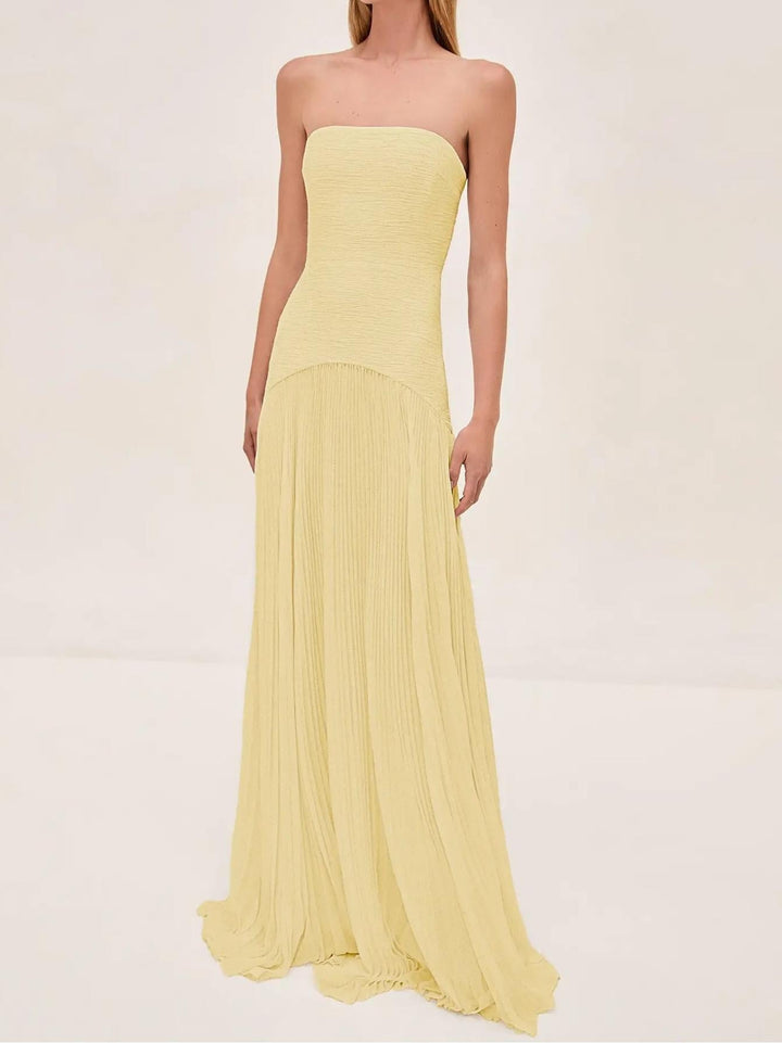 Rosalind | Wedding Guest Maxi Dress Strapless Pleated