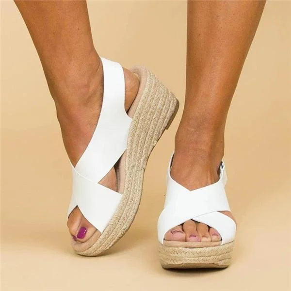 Neve | Orthopedic Espadrille with Cross Strap and Open Toe