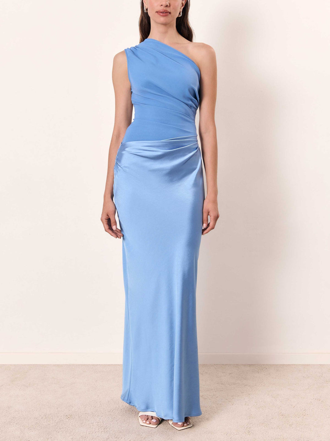 Sandra | Maxi Wedding Guest Dress with One Shoulder and Draped Bodice