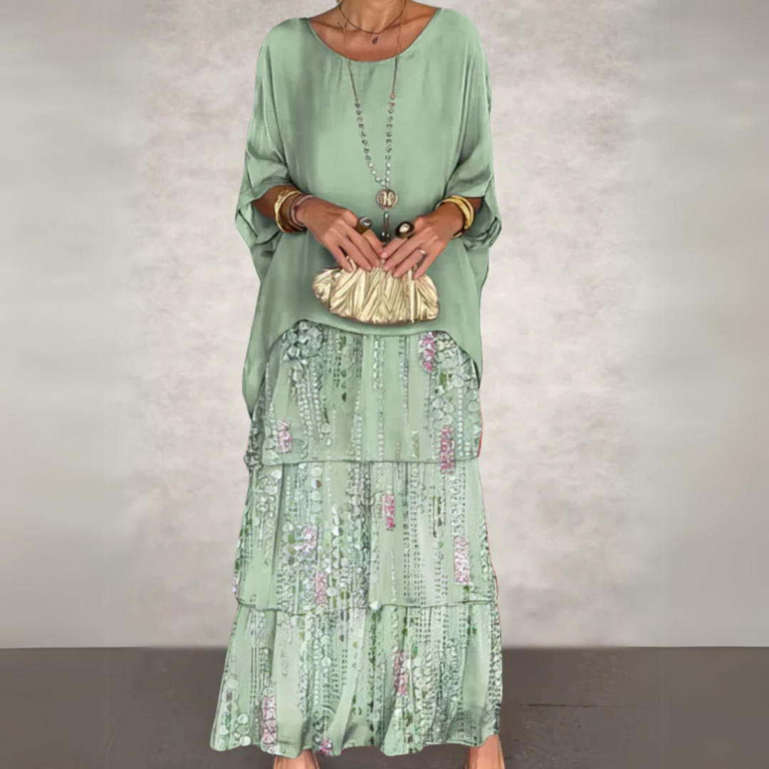 Cath | Maxi Dress with Tiered Hem and Floral Print