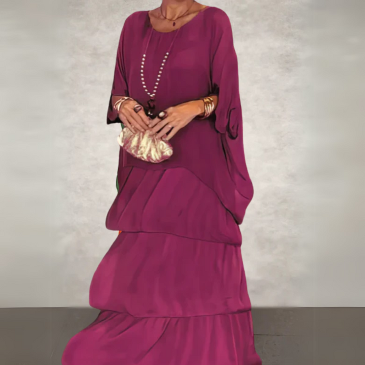 Cath | Maxi Dress with Tiered Hem and Floral Print