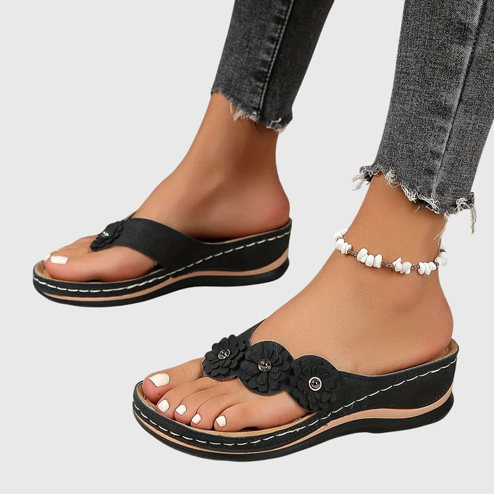 Alexis | Orthopedic Flip Flops with Floral Detail
